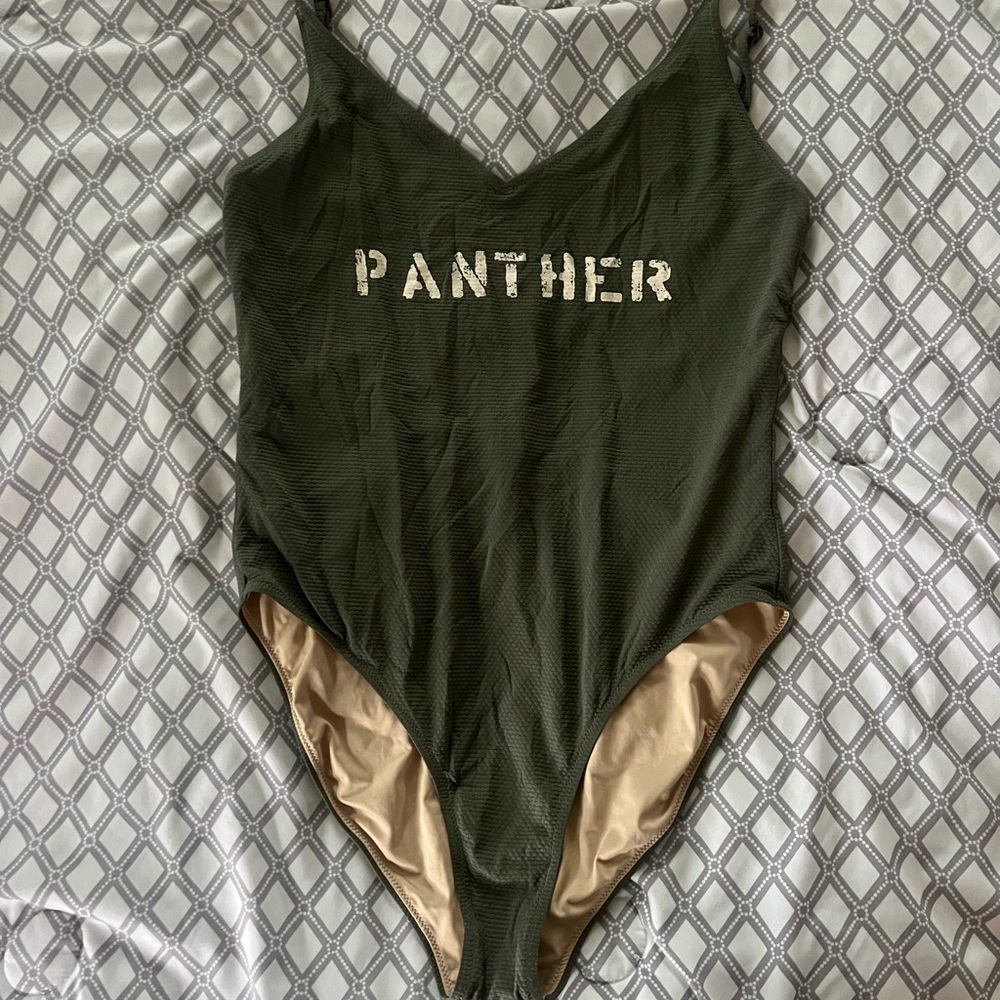 Olive Green Women's Swimsuit - Picture 4 of 7